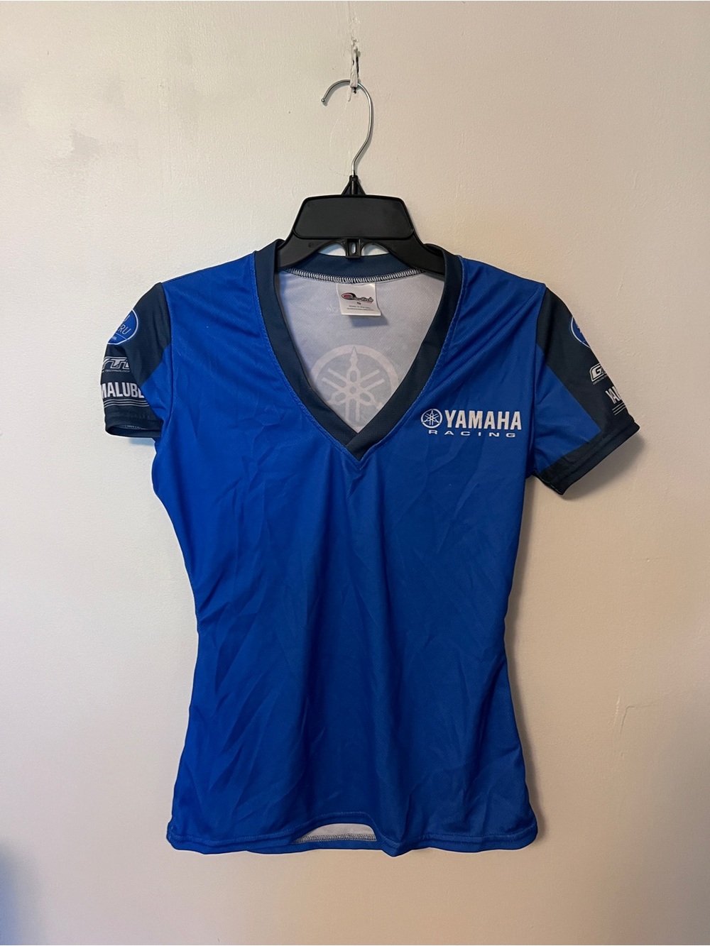 Yamaha Racing Employee Women’s Blue and Navy V-Neck Racing Tee
